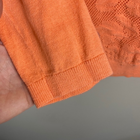 Anthropologie MOTH Women's‎ Peach Open Crochet Long Sleeve Lightweight Sweater S - Picture 5 of 11